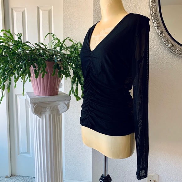 🖤 Ten Sixty Sherman ruched mesh black top - Picture 6 of 12